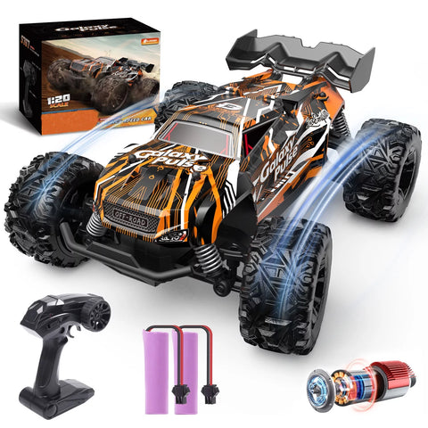 Remote Control Car, 1:18 Remote Control Monster Truck All-Terrain 2.4Ghz RTR RC Cars W/ 2 Batteries for Kids Toys Gift, Black & Orange