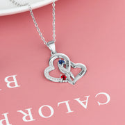 Personalized Double Heart Birthstones Pendant Necklace