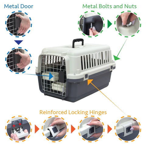 Plastic Dog IATA Airline Approved Kennel Carrier, Large, 1 Piece