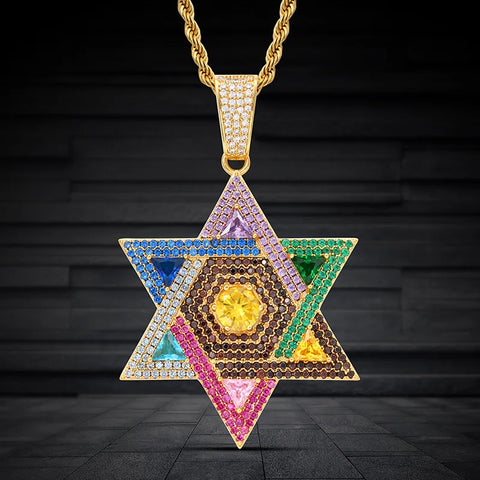 Zircon Judaism Pendant Necklace Men Jewelry Jewish Necklace David Star Women Necklace