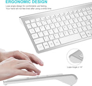 Wireless Keyboard and Mouse Combination, USB Ultra-Thin 2.4G Wireless Mouse, Compact Full-Size Digital Keyboard Laptop (Silvery White)