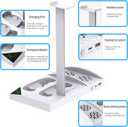 Cooling Fan Stand Compatible with Xbox Series S with 1400Mah Rechargeable Battery Pack,  Vertical Charging Station Dock Accessories with Controller Charger Port & Cooler System for XSS - White