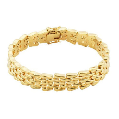 Women'S 18Kt Gold over Brass Interlocking High-Polish Multi-Row Bracelet, 7.5"