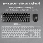 DK63 60% Wireless Mechanical Keyboard, RGB Backlit Bluetooth Gaming Keyboard Wired Dedicated Arrow Keys, Compact 63 Keys Mini Keyboard, Full Keys Programmable - Red Switch