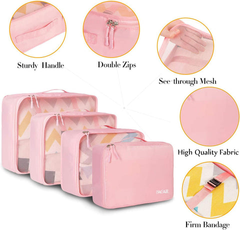 8 Set Packing Cubes Luggage Packing Organizers for Travel Accessories (Blush Pink)