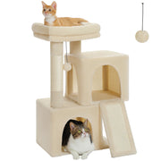 Cat Tree Luxury Cat Towers with Double Condos Spacious Perch Cat Hammock Fully Wrapped Scratching Sisal Post and Dangling Balls