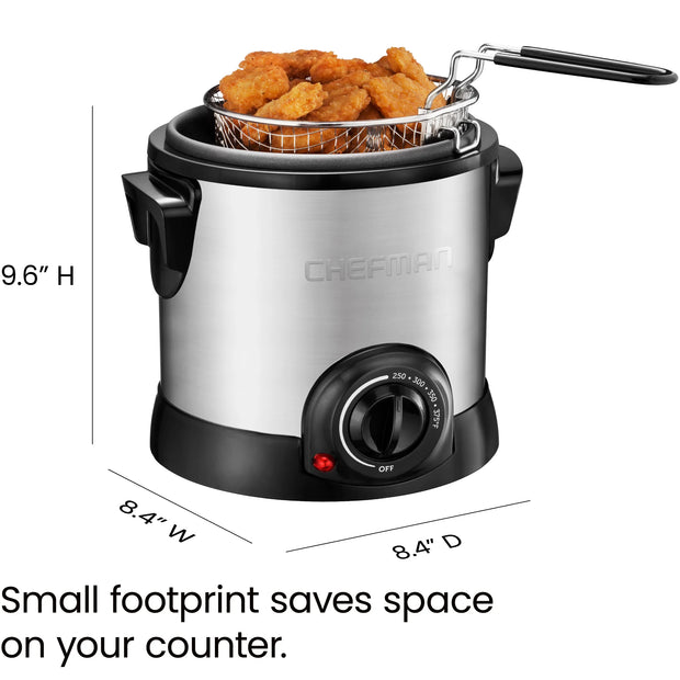 Fry Guy 1 Liter Deep Fryer W/ Adjustable Temperature Control - Stainless Steel, New