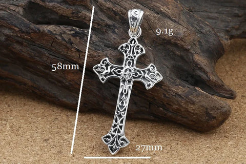 100% 925 Silver Cross Pendant Necklace Vintage Sterling Silver Jesus Cross Pendant Cross Jewelry Pendant Necklace