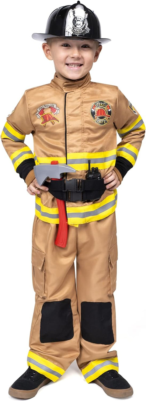 Halloween Fire Fighter Costume for Kids, Toddler Fireman Costume for Boys Dress Up