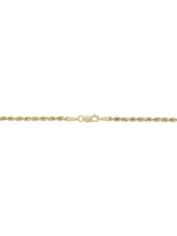 Cubic Zirconia Cross Rope Bracelet in 10K Yellow Gold, 7.5"