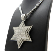 HIP HOP LARGE STAR of DAVID PENDANT 9Mm 24" 30" STAINLESS STEEL CHAIN NECKLACE