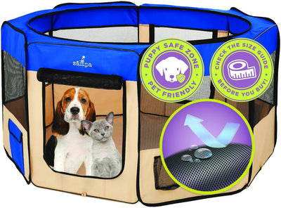 Dog Playpen Medium 45"X45"X24" Pop up Portable Playpen for Dogs and Cat, Foldable | Indoor/Outdoor Pen & Travel Pet Carrier + Carrying Case.