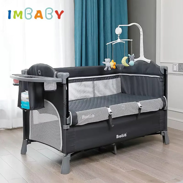 Newborn Baby Bed Multifunctional Baby Cribs Foldable Baby Cot with Diaper Table Crib Cradle Double Decker Cribs for Baby