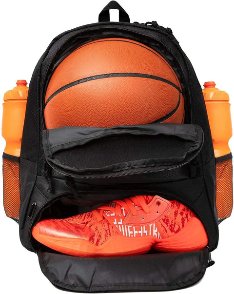 Athletic Backpack - Large Sports Soccer & Basketball Bag - Separate Ball & Cleat Compartment - Durable Design - Boys & Girls - for Soccer, Basketball, Volleyball and Gym Equipment - Blue/Black