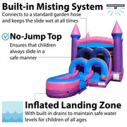 Kids Inflatable Water Slide Bounce House Combo with Blower, Pink