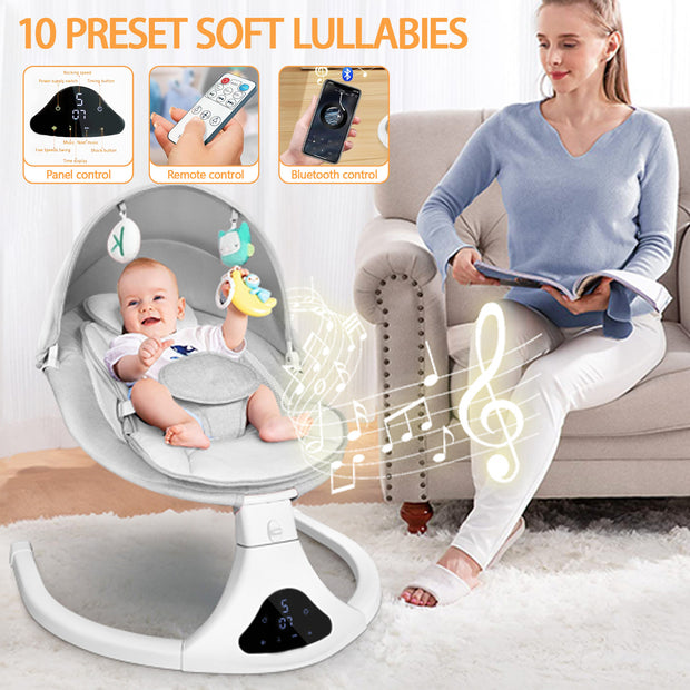 Baby Swing,  Baby Swings for Infants Electirc Baby Rocker Bouncer with Remote Control and Music, Gray