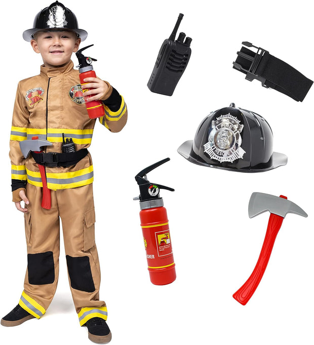 Halloween Fire Fighter Costume for Kids, Toddler Fireman Costume for Boys Dress Up