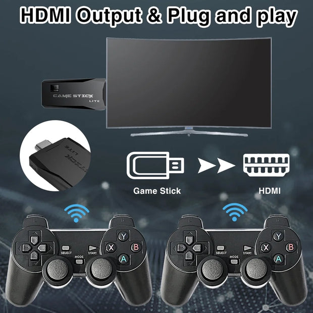 Portable 4K TV Video Retro Game Console 2.4G Wireless Controller Family Game Stick Built-In 20000+ Classic Games