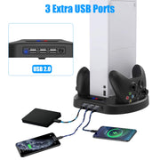 Vertical Cooling Fan Stand for Xbox Series S,  Dual Controller Fast Charging Station Dock Fit for Xbox Series S/X, 3 USB Ports, LED Indicator, Xbox Series S Accessories