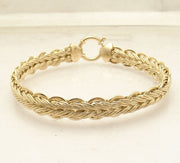 Braided Woven Spiga Wheat Link Bracelet Real 14K Yellow Gold Senora Clasp QVC