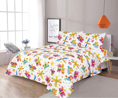 4 Piece Butterfly Full Bed Sheets for Kids - Fitted Sheet, Kids' Sheet & Pillowcase Sets - Girl Butterfly Room Decor - Toddler Bed Sheet - Full Size