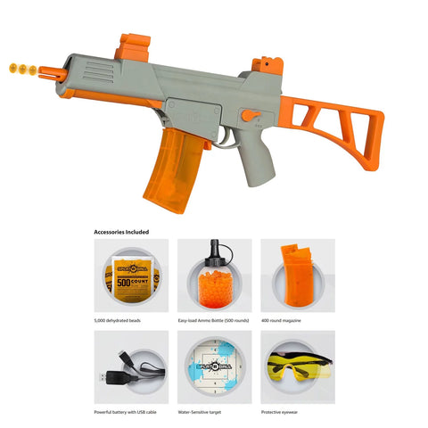 Full and Semi Auto Electric Rechargeable Soft Water Bead Gel Ball Blaster Kit Gray / Orange