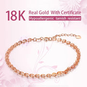 Solid 18K Gold Link Bracelet for Women Real Gold, Dainty Cute Tiny Bead Thin Italian Adjustable Chain Gift for Her, Pure Gold with Certificate Fine Bride Jewelry for Wedding Prom, 6.1 to 7.3 Inches