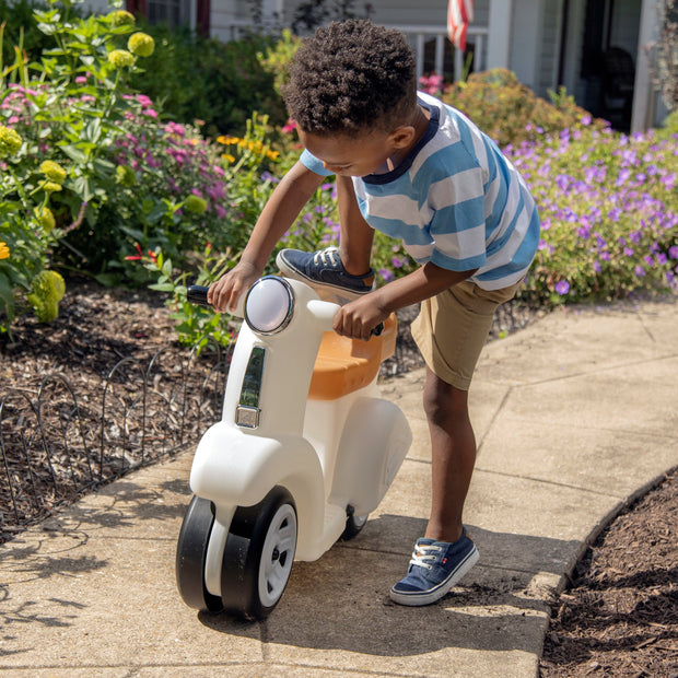 Ride along White Scooter Foot to Floor Ride on Toy for Toddlers