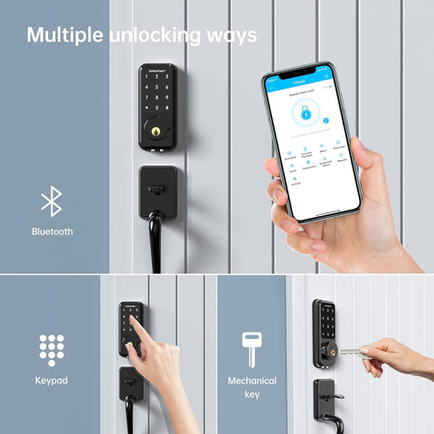 Smart Door Lock,  Wifi Smart Locks Keyless Entry Door Lock Digital Electronic Keypad Deadbolt Bluetooth Touchscreen Auto Lock with Gateway Hub Work with Alexa for Home Security