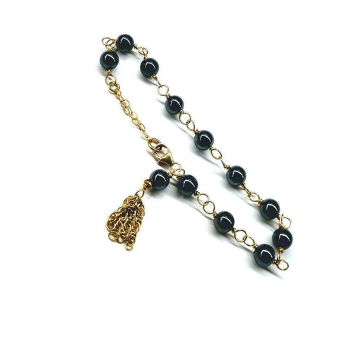 Adjustable 14 KT Gold Filled Hematite Gold Chain Tassel Bracelets