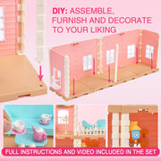 Dollhouse Girls Dreamhouse Playset, 3 Room Dollhouse with Doll Toy Figure, Furniture and Accessories, Color Lights, Steam Chimney, Play House Gift Toys for Kids Ages 3+