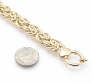 Textured and Polished Alternating Byzantine Bracelet Real 14K Yellow Gold QVC