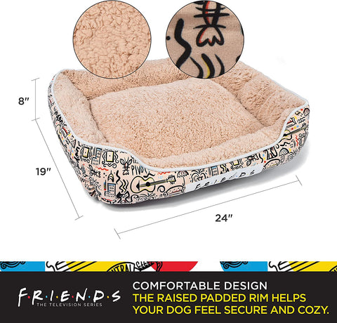 City Doodle Cuddler Dog Bed | Durable Washable Dog Bed from Warner Bros Friends, Friends TV Show Merchandise for Dogs | Elevated Dog Bed, Dog Mat, Pet Bed, Friends Dog Bed