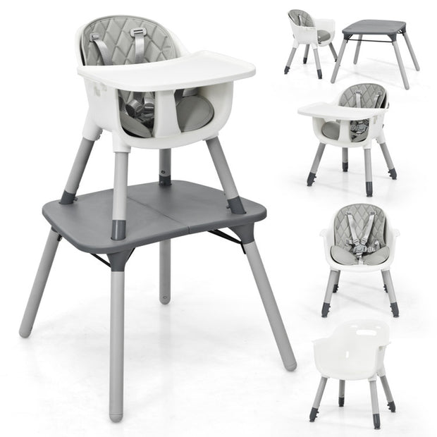 4-In-1 Baby Convertible Toddler Table Chair Set with PU Cushion