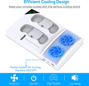 Cooling Fan Stand Compatible with Xbox Series S with 1400Mah Rechargeable Battery Pack,  Vertical Charging Station Dock Accessories with Controller Charger Port & Cooler System for XSS - White