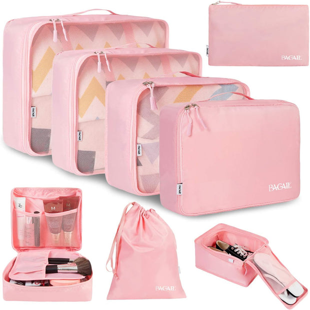 8 Set Packing Cubes Luggage Packing Organizers for Travel Accessories (Blush Pink)