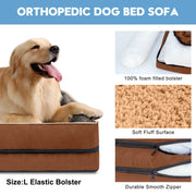 Dog Beds for Small Dogs Orthopedic Dog Bed Sofa Large Medium Small, Supportive Egg Crate Foam Pet Couch Bed with Removable Washable Cover Non Skid Bottom, S, Brown