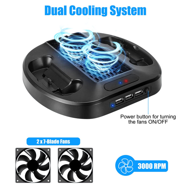 Vertical Cooling Fan Stand for Xbox Series S,  Dual Controller Fast Charging Station Dock Fit for Xbox Series S/X, 3 USB Ports, LED Indicator, Xbox Series S Accessories