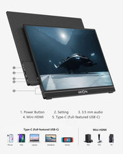 15.6'' 144Hz Portable Gaming Monitor, 1080P FHD USBC HDMI, External Second Screen for Laptop, PS5