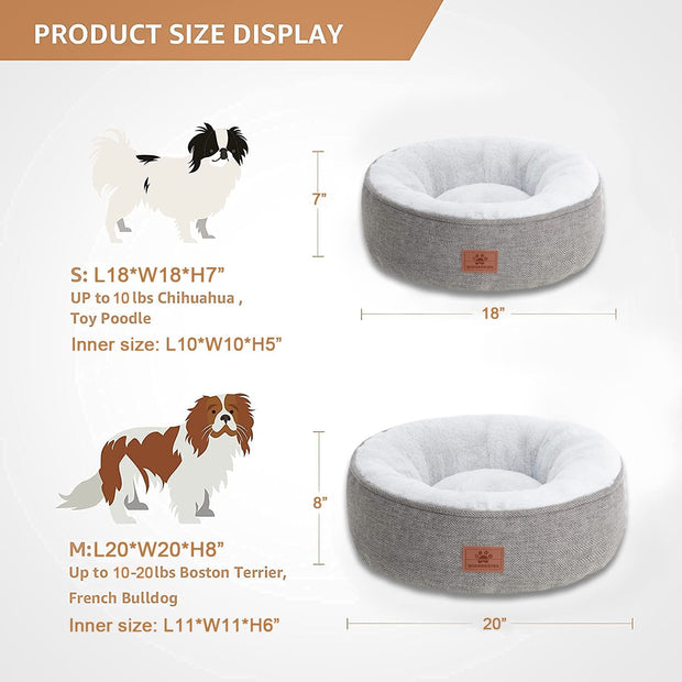 Cat Beds for Indoor Cats,Small Dog Bed,Cuddler Dog Beds,Calming Dog Bed Donut,Soft Anxiety Cozy Pet Beds,Puppy Bed for Small/Medium Dogs Washable Roun