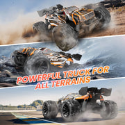 Remote Control Car, 1:18 Remote Control Monster Truck All-Terrain 2.4Ghz RTR RC Cars W/ 2 Batteries for Kids Toys Gift, Black & Orange