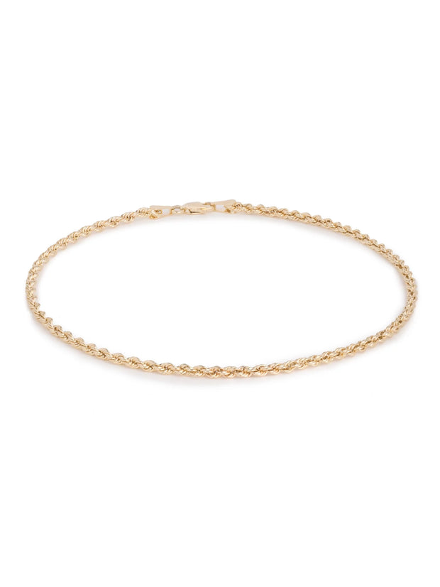 10K Yellow Gold Hollow Rope Chain Bracelet and Anklet for Men & Women, 2.5Mm