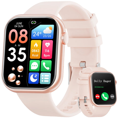 Smart Watch for Women Bluetooth Call 1.83 Inch IP67 Waterproof Multi Sport Smart Watch for Android Ios Pink