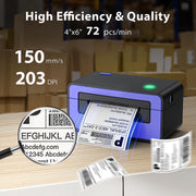 Shipping Label Printer, PL60 4X6 Label Printer for Shipping Packages, Direct Thermal Printer, Compatible with Windows, Mac, Linux, Widely Use for Shopify, Ebay, Amazon, UPS, Fedex, Etsy, Purple