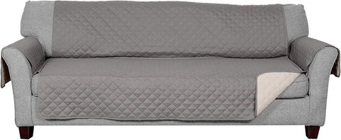 Water-Resistant & Reversible Large Sofa/Couch Cover Protector for Dogs, Cats, & Children - Two-Tone Pinsonic Quilted Living Room Furniture Cover - Gray/Mist, Large Sofa