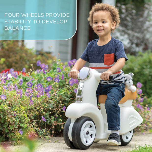 Ride along White Scooter Foot to Floor Ride on Toy for Toddlers