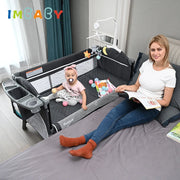 Newborn Baby Bed Multifunctional Baby Cribs Foldable Baby Cot with Diaper Table Crib Cradle Double Decker Cribs for Baby