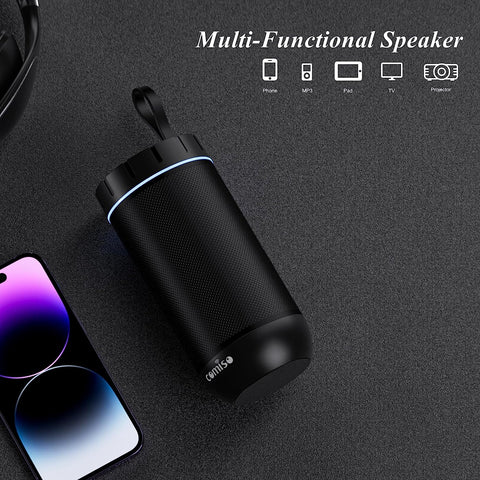 Portable Bluetooth Speaker, IPX5 Waterproof Shower Speaker with 360° HD Surround Sound, Punchy Bass, Wireless TWS Pairing, 24H Playtime, Wireless Speaker for Home/Outdoor/Camping/Beach, Birthday Gift