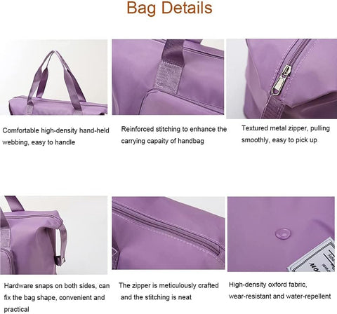 Large Capacity Folding Travel Bag, Waterproof Folding Luggage for Shopping Gym Sports Carry-On Bags(Purple)