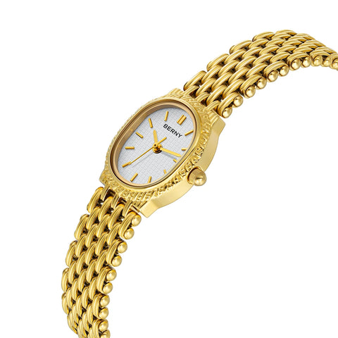 Golden Women Wristwatch Small Dial Ladies Gold Watch Bracelet Jewelry Quartz Lady Watch Compact Stylish Luxury Women Watch